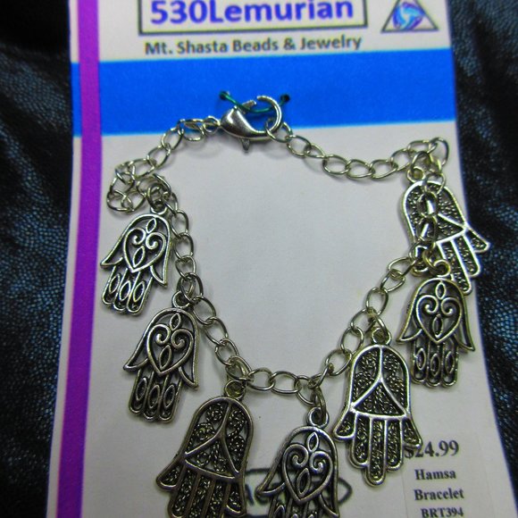 Hamsa Protection Hand Charms Jewelry Bracelet Adjustable Lobster Claw Clasp - Picture 1 of 4